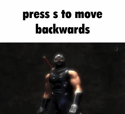 Video Game Character Holding Sword Press S to Move Backwards