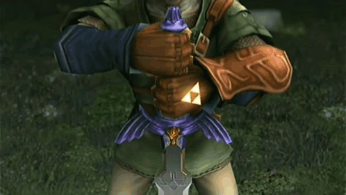 Video Game Character Holding Sword With Purple Belt