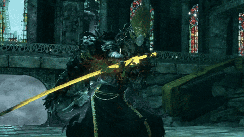Video Game Character Holding Yellow Sword