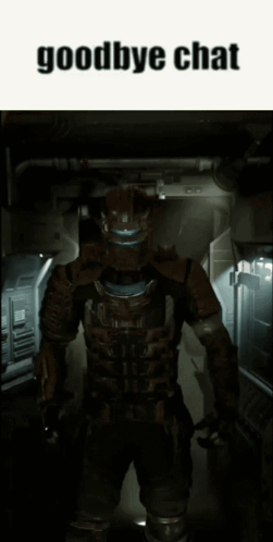 Video Game Character In Dark Room With Goodbye Chat GIF