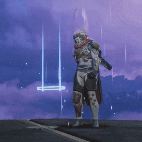 Video Game Character in Front of Blue Light