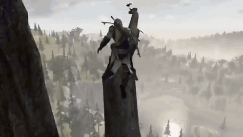 Video Game Character Jumping Off Cliff