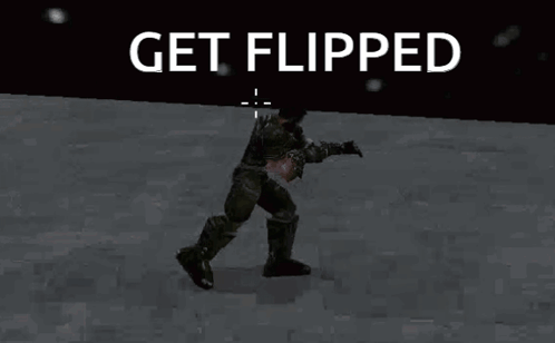 Video Game Character Jumping Saying Get Flipped GIF