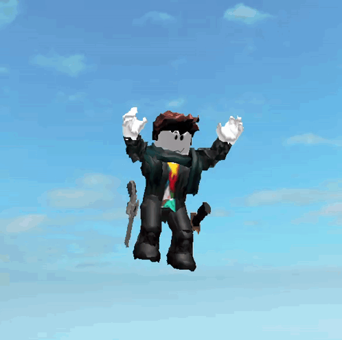 Video Game Character Jumping Victory Sign GIF