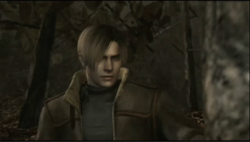 Video Game Character Looking Through Binoculars in Woods