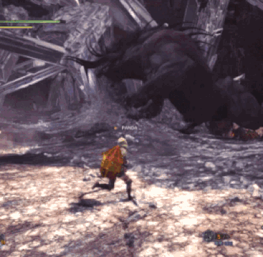 Video Game Character Running from Monster