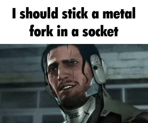 Video Game Character Saying I Should Stick Metal Fork in Socket