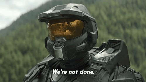 Video Game Character Saying Were Not Done GIF
