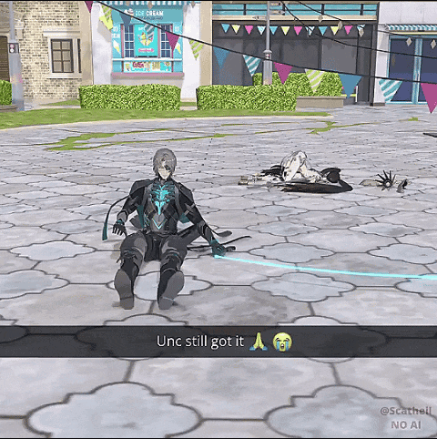 Video Game Character Sitting on Ground Unc Still Got It