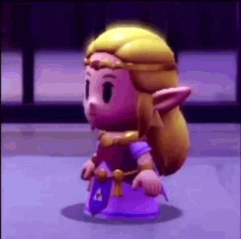Video Game Character Standing on Purple Surface