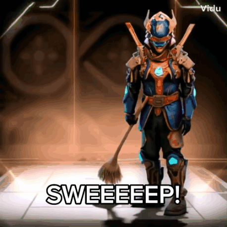 Video Game Character With Broom Saying Sweeeeep
