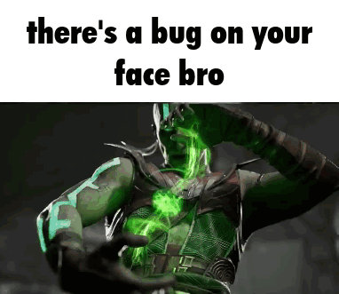 Video Game Character With Bug on Face