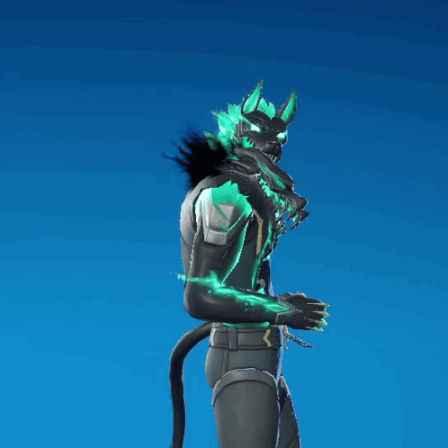 Video Game Character With Glowing Green Claws and Tail