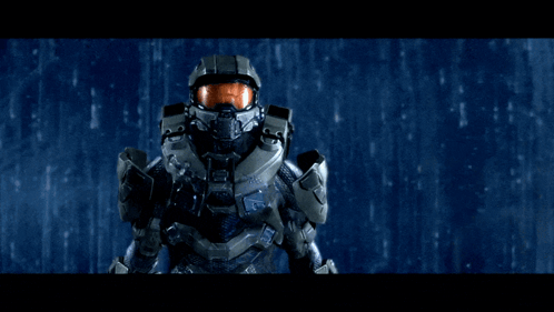 Video Game Character With Halo Helmet GIF