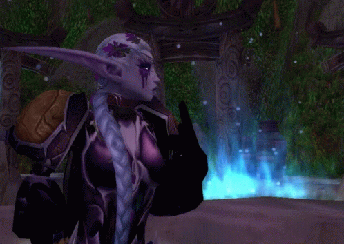 Video Game Character With Purple Hair and Face