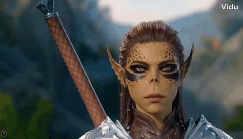 Video Game Character With Sword and Vidu Text