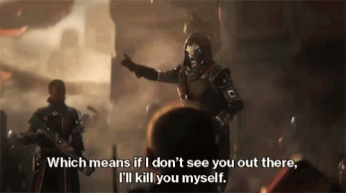 Video Game Characters Talking One Holding Gun