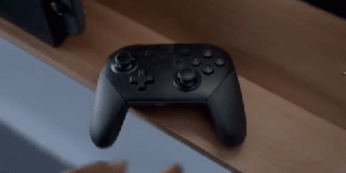 Video Game Controller On Wooden Shelf GIF