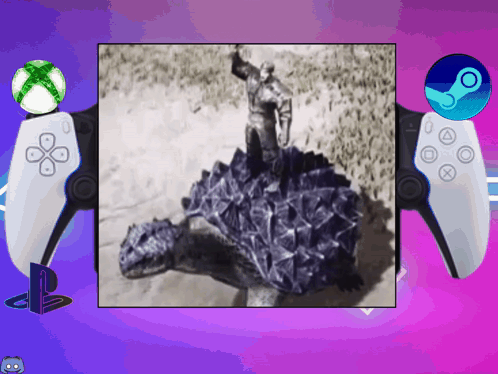 Video Game Controller With Man Standing On Turtle GIF