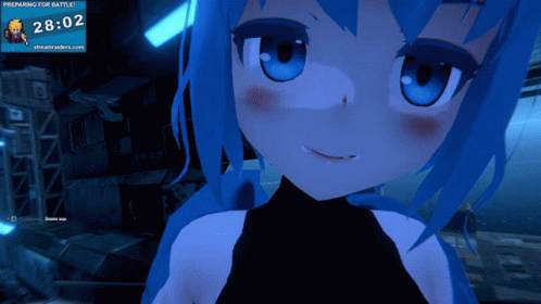 Video Game Girl With Blue Hair GIF