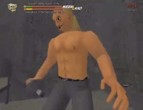 Video Game Man Saying Bigger By Wall GIF