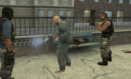Video Game Man Standing In Front Of Bench GIF