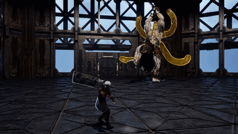 Video Game Scene Person Fighting Monster