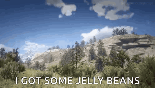 Video Game Scene Saying I Got Some Jelly Beans GIF
