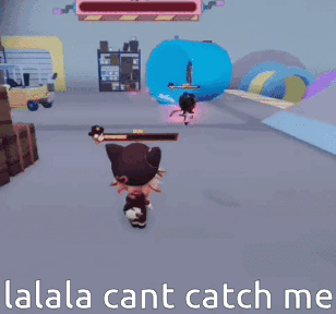 Video Game Scene Saying Lalala Cant Catch Me