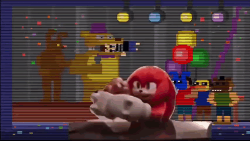 Video Game Screen Freddy and Knuckles