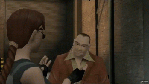 Video Game Screen Man and Woman Talking