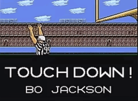 Video Game Screen Saying Touch Down Bo Jackson