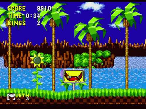 Video Game Screen Score 9910 Time 0:34