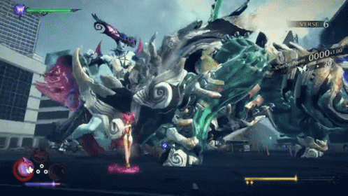 Video Game Screen With Monster and Verse