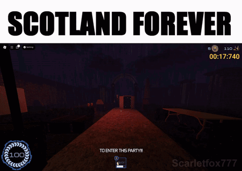 Video Game Screenshot Saying Scotland Forever