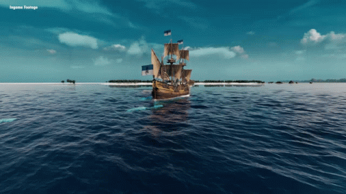 Video Game Ship in Ocean Saying Lagune Footage