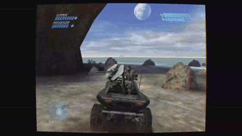 Video Game Soldier Driving With Gunner And Passenger GIF
