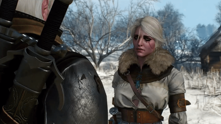 Video Game The Witcher Wild Hunt Ciri Hugs Geralt GIF