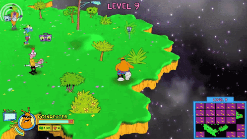 Video Game with Cartoon Character and Level 9 Sign