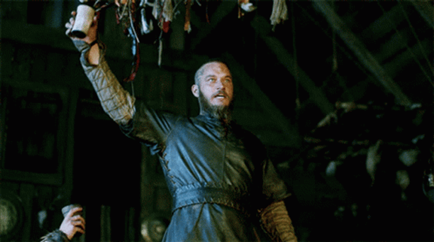 Viking Man Shouting Raise Glass GIF
