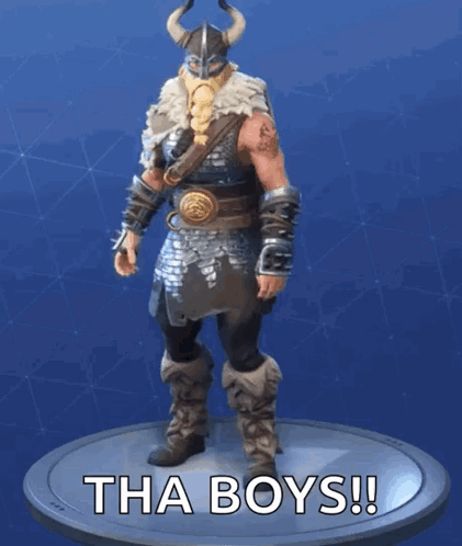 Viking Statue Saying Tha Boys