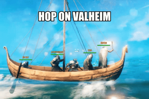 Vikings In Boat Hop On Valheim GIF