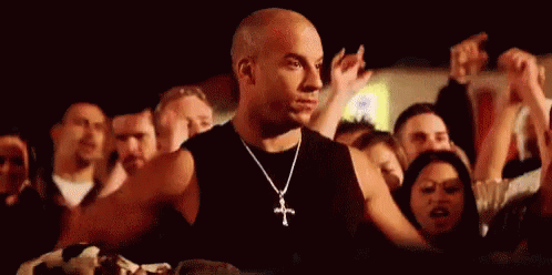 Vin Diesel Family Rallying Crowd GIF