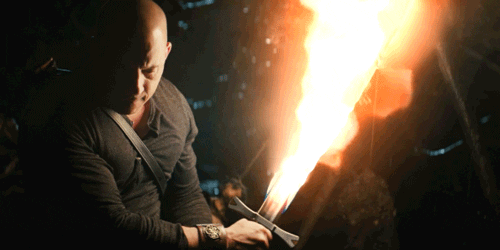 Vin Diesel Holding Flaming Sword GIF