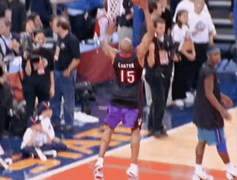 Vince Carter High Reaching Dunk GIF