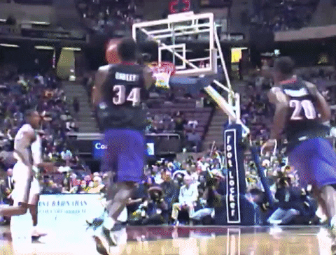 Vince Carter Remarkable Two Handed Dunk GIF