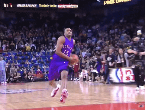 Vince Carter Smooth Dunk With Two Hands GIF