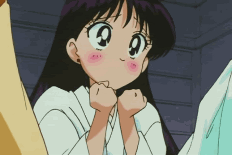 Vintage Anime Girl Getting Excited GIF
