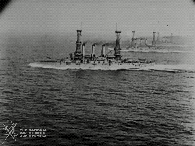 Vintage Battleship Simultaneously Travelling GIF