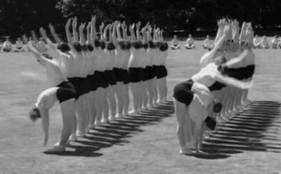 Vintage Bend Over Female Exercise GIF